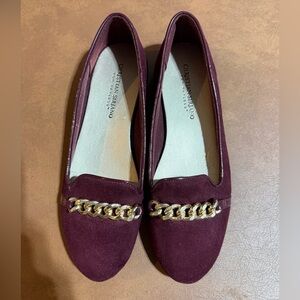 Christian Siriano Maroon Loafers with Gold Accent